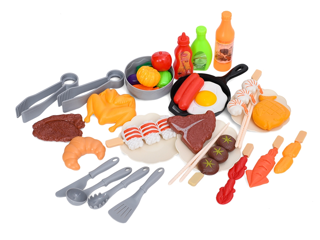 Игровой набор барбекю со светом, звуком, продуктами и посудой, 68 предметов