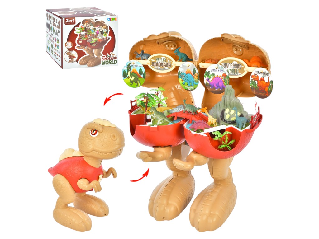Игровой набор с динозаврами, трансформер-контейнер 1368B08, 46 деталей