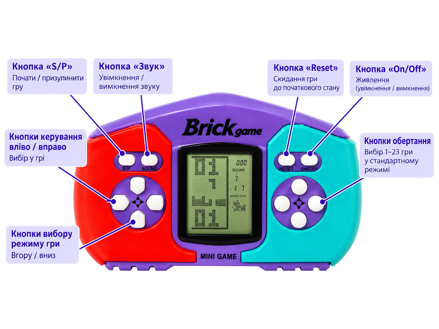 Игровая приставка Тетрис 23в1 158C-10, 23 игры и звук