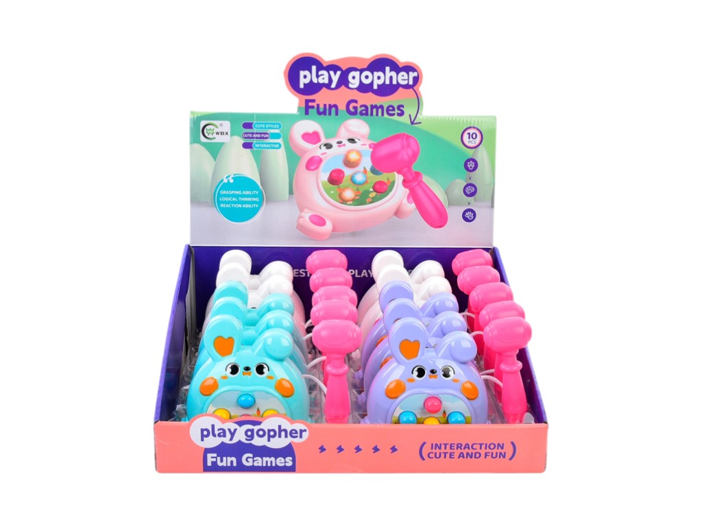 Интерактивная игра зайчик с молоточком, 3 дизайна (цена за 1шт)