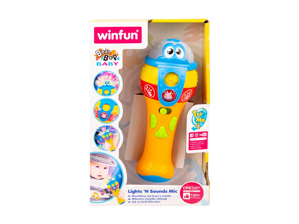 Игрушка музыкальный Микрофон, 2 режима, звуки животных и свет