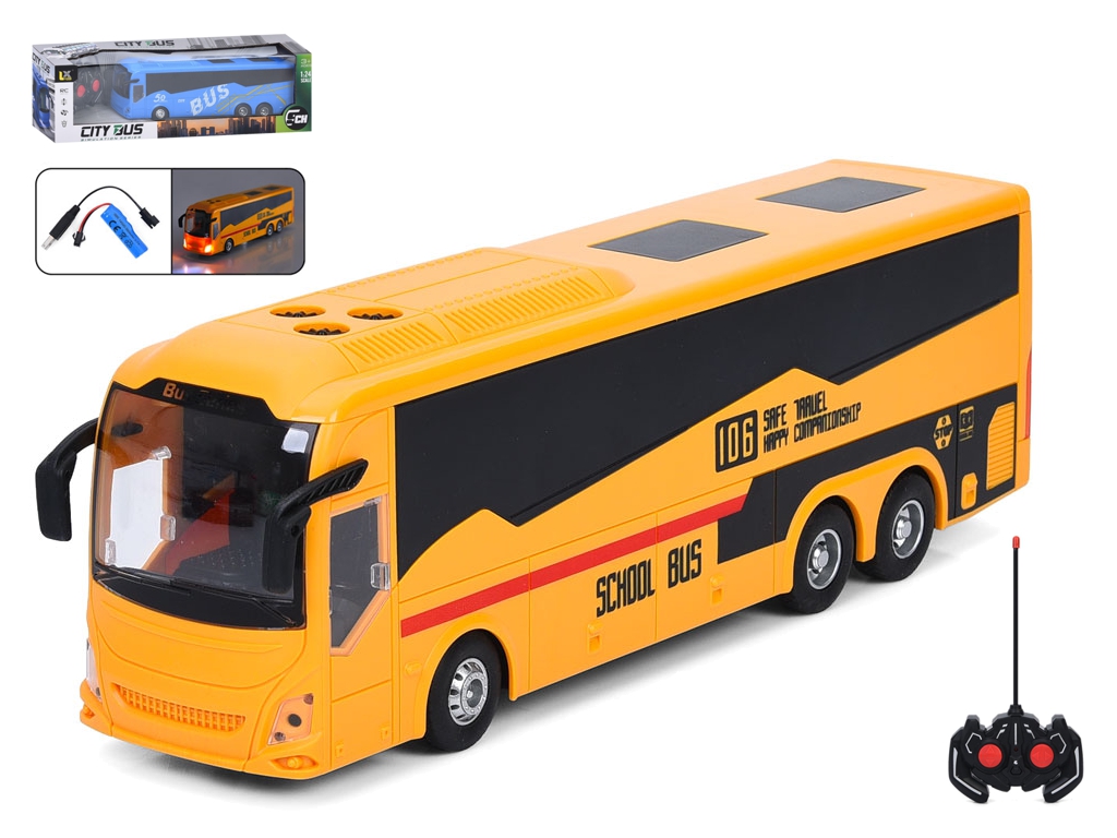 Автобус радіокерований зі світлом, гумовими колесами та акумулятором, USB, 2 кольори