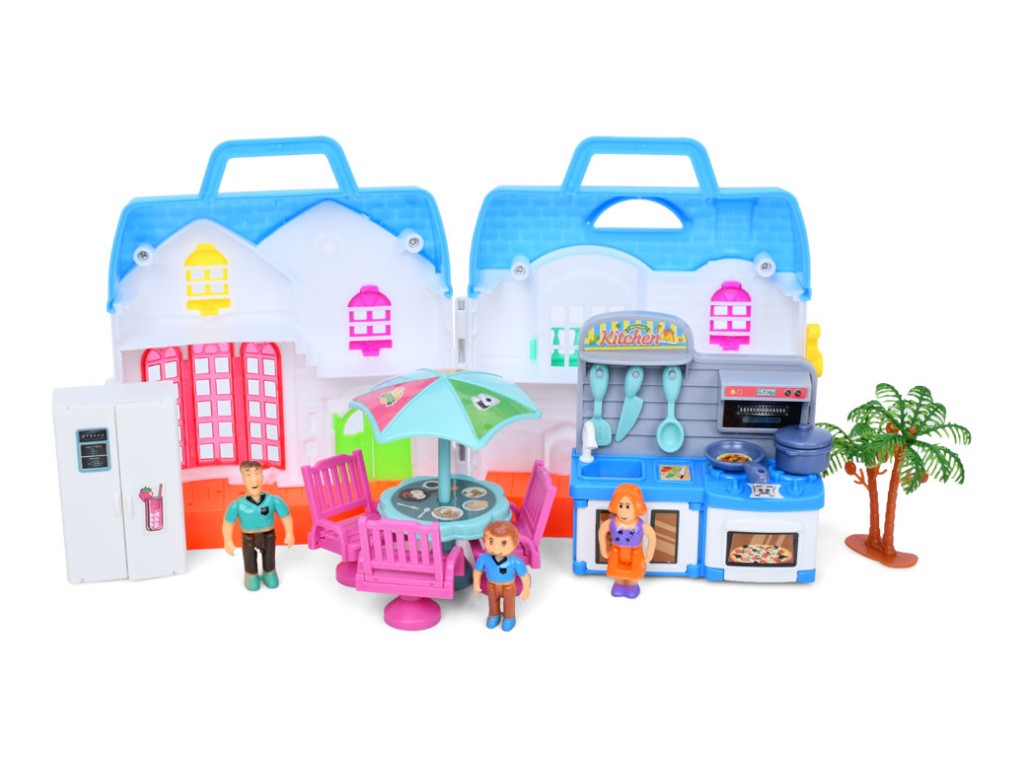 Кукольный домик игровой 23010A-1, 11,5 см, с мебелью, посудой и фигурками, BabyToys