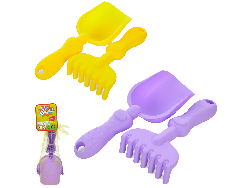 Набор для песка с лопаткой и граблями 640-12, 20 см, в сетке, BabyToys