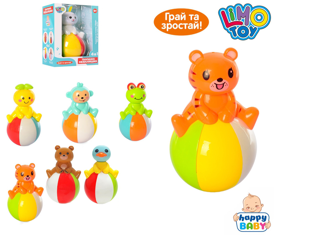 Неваляшка животные 13 см. Limo Toy 6525-6-7
