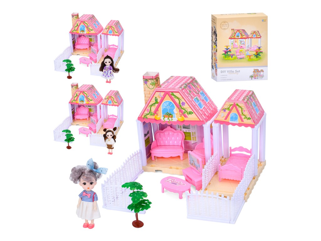 Кукольный домик игровой 666-6AA-10-13-15, 24 см, с мебелью и куклой 15 см, BabyToys