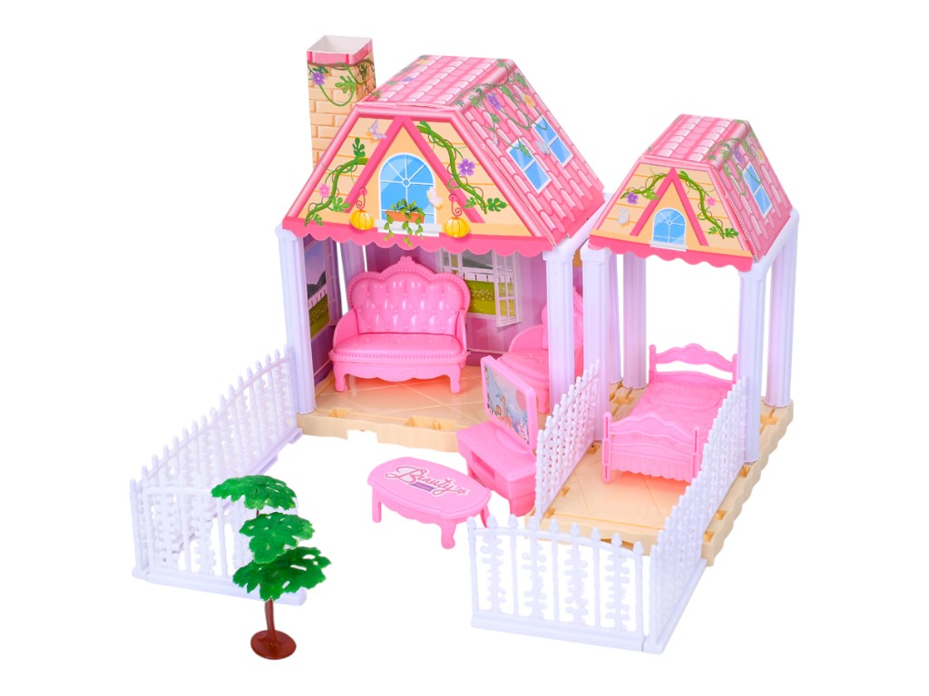 Кукольный домик игровой 666-6AA-10-13-15, 24 см, с мебелью и куклой 15 см, BabyToys