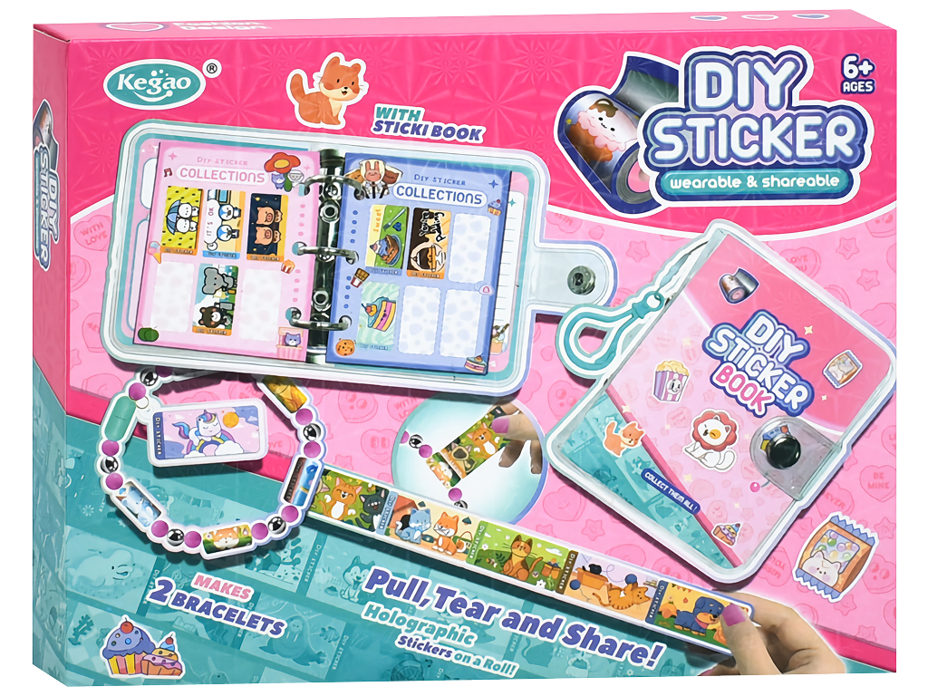 Инетрактивный набор для творчества Sticker Book, браслеты, бусины, наклейки и альбом