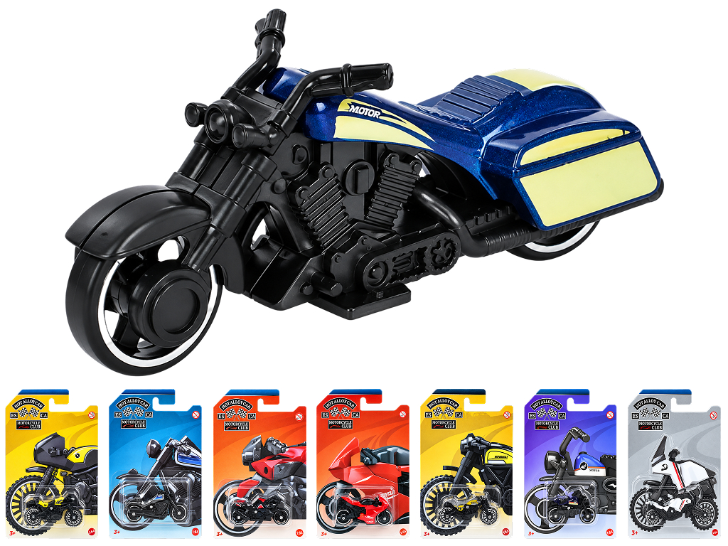 Модельный мотоцикл металлический, 8 см, масштаб 1:64, 8 видов (цена за 1шт)