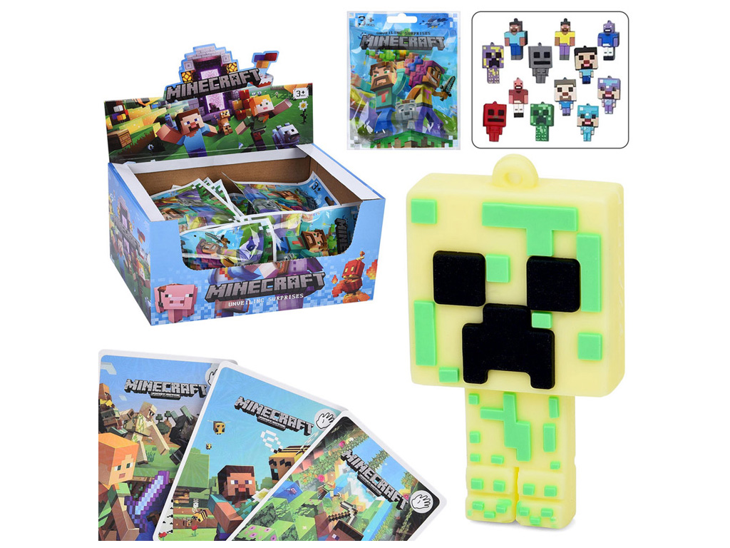 Фигурки-сюрприз с карточками Minecraft, 5,5 см., микс видов (цена за 1шт.)