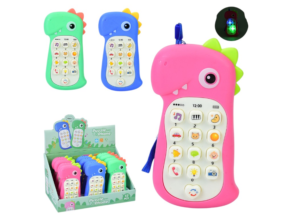 Игрушка телефон музыкальный Dinosaur Phone 999-4, 14 см, светящийся и воспроизводящий звуки и музыку