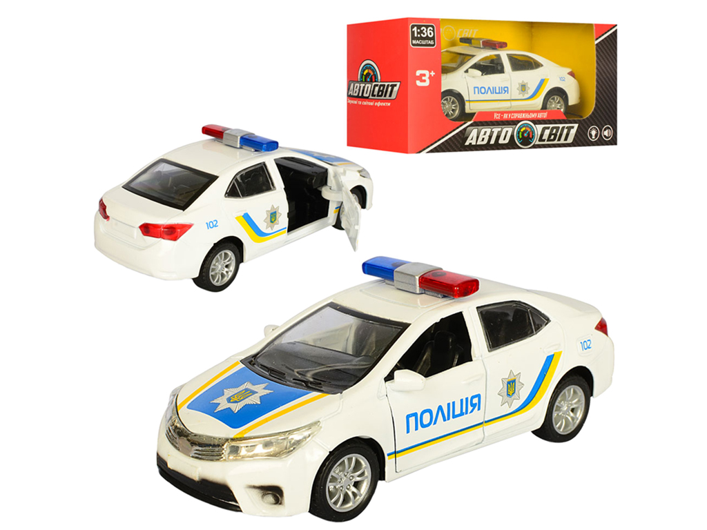 Машинка металлическая инерционная полиция AutoМир AS-1832, 12.5 см, открывается дверь