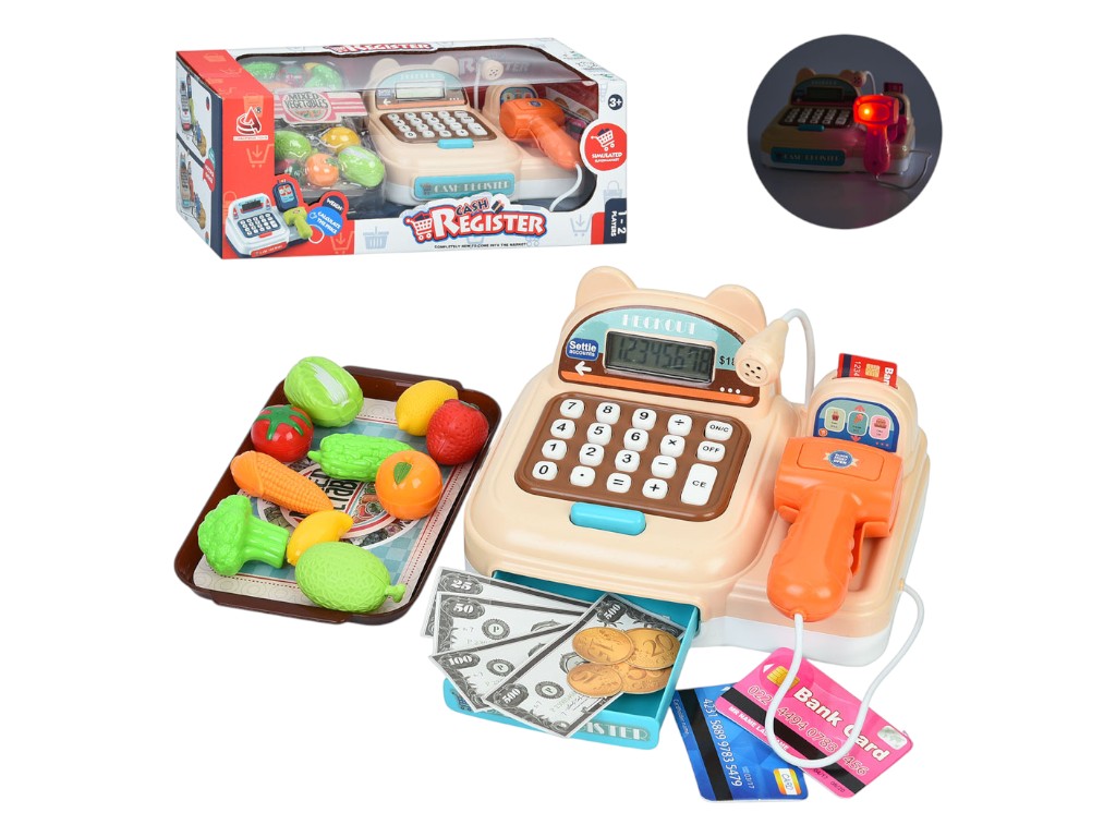 Іграшка касовий апарат зі сканером, звуком і аксесуарами, з мікрофоном