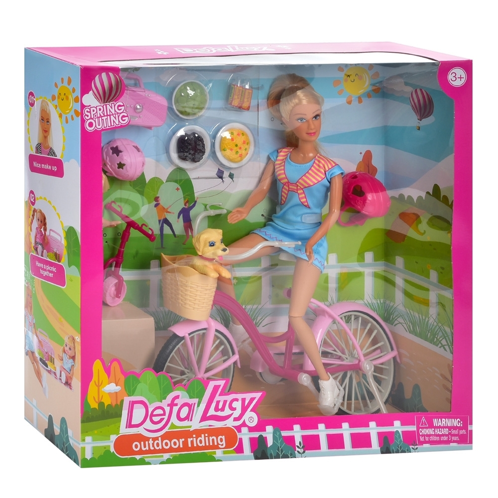 Кукла с велосипедом и самокатом Defa Lucy 8457, 30 см, движение колес