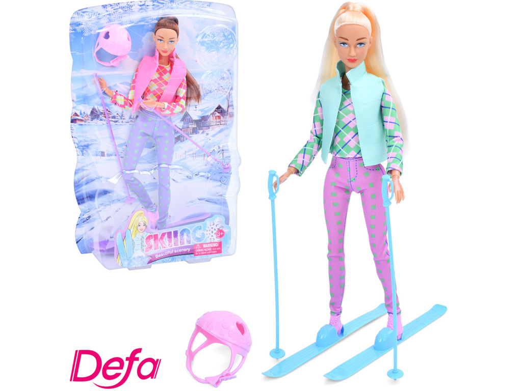 Лялька лижниця шарнірна Defa Lucy 8520, 29 см, з лижами та палицями