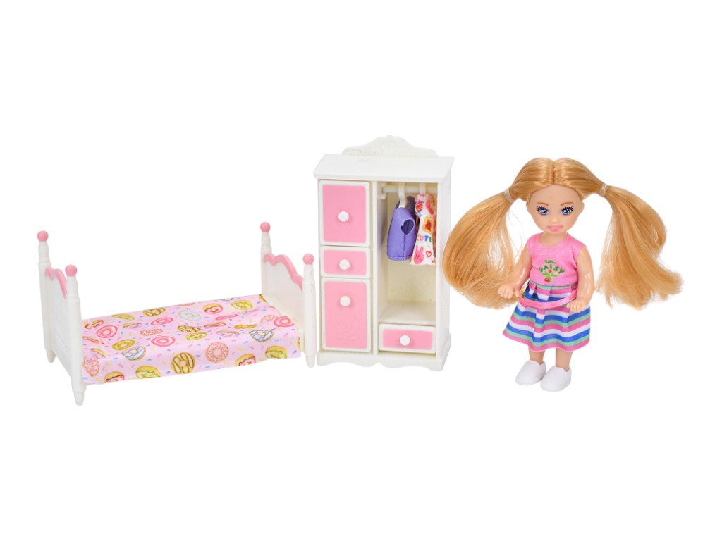 Кукла с мебелью Defa Lucy 8811, 11 см, комната с кроватью и шкафом