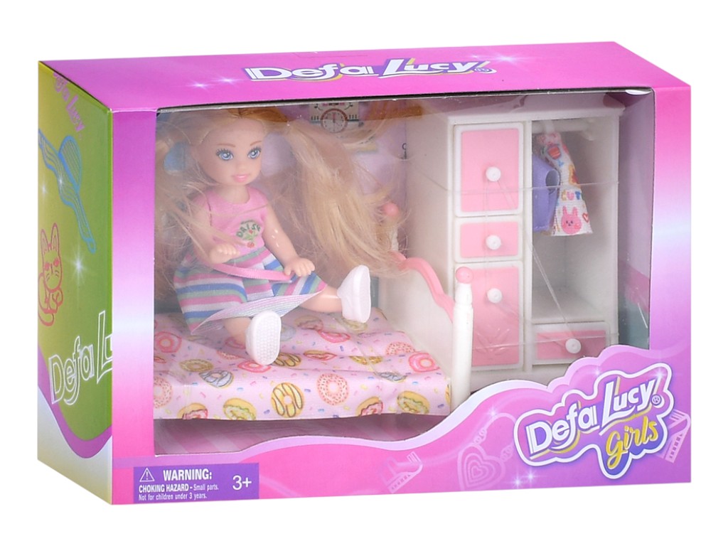 Кукла с мебелью Defa Lucy 8811, 11 см, комната с кроватью и шкафом