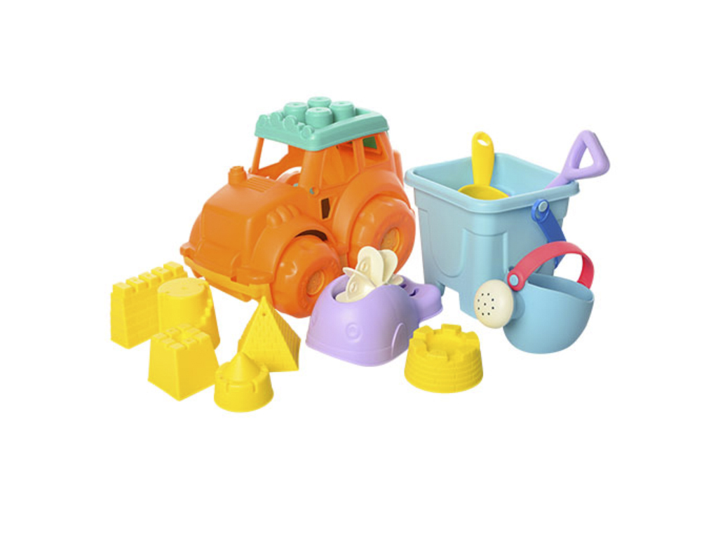 Набор для песочницы с трактором HG-778, 33 см, с ведерком и формочками, BabyToys