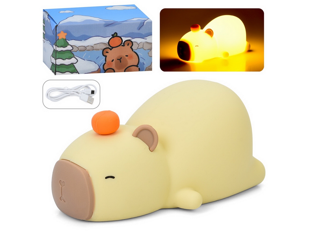 Ночник сенсорный Капибара INT 0019, светло цветной, таймер, USB зарядка