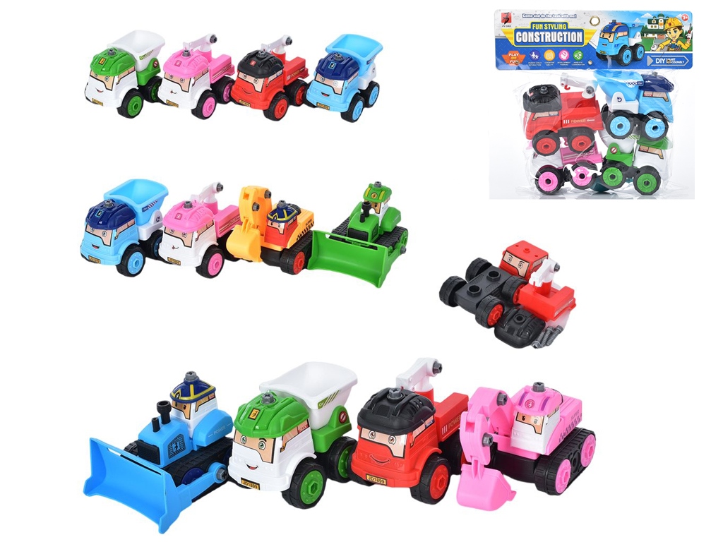 Конструктор на шурупах Транспорт 4 шт. JD1899-2A-10A, з викруткою, BabyToys