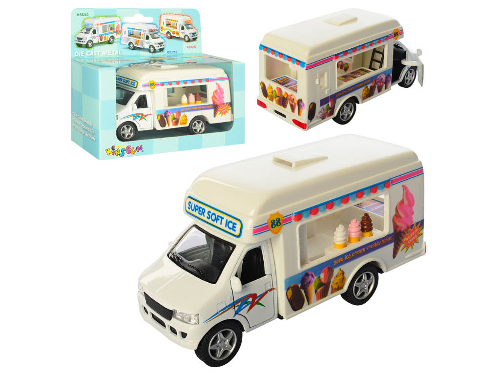 Машинка інерційна металева Ice Cream Truck Kinsmart, 16 см, відкриваються двері, Kinsmart