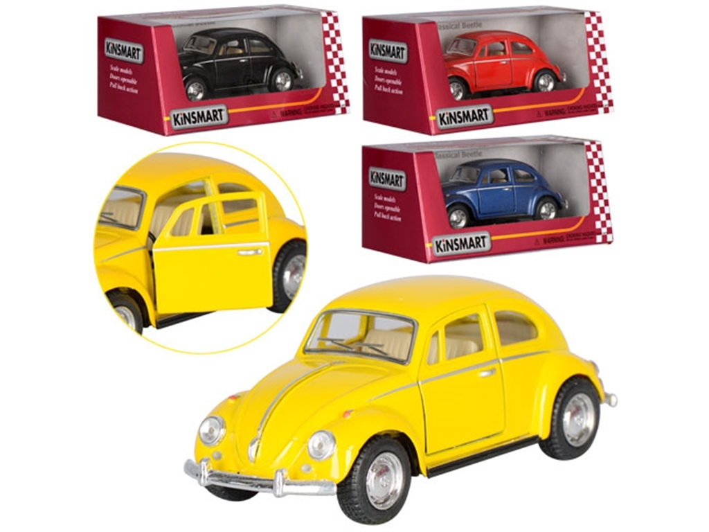 Машинка инерционная металлическая Volkswagen Classical Beetle 12 см, открываются двери, Kinsmart