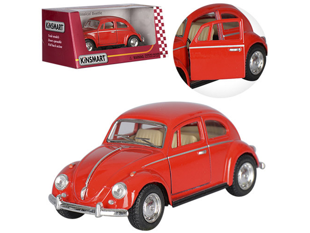 Машинка инерционная металлическая Volkswagen Classical Beetle 12 см, открываются двери, Kinsmart