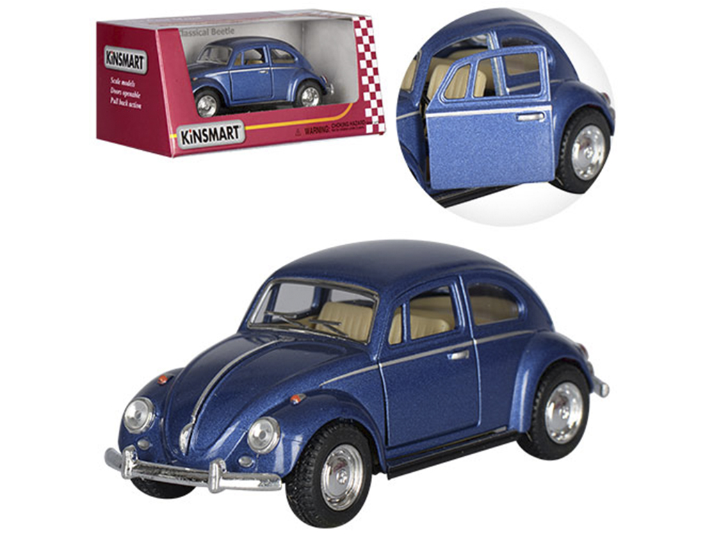 Машинка инерционная металлическая Volkswagen Classical Beetle 12 см, открываются двери, Kinsmart