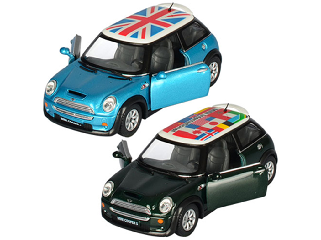 Машинка металлическая инерционная MINI COOPER S WITH FLAG. Kinsmart KT 5059 WF