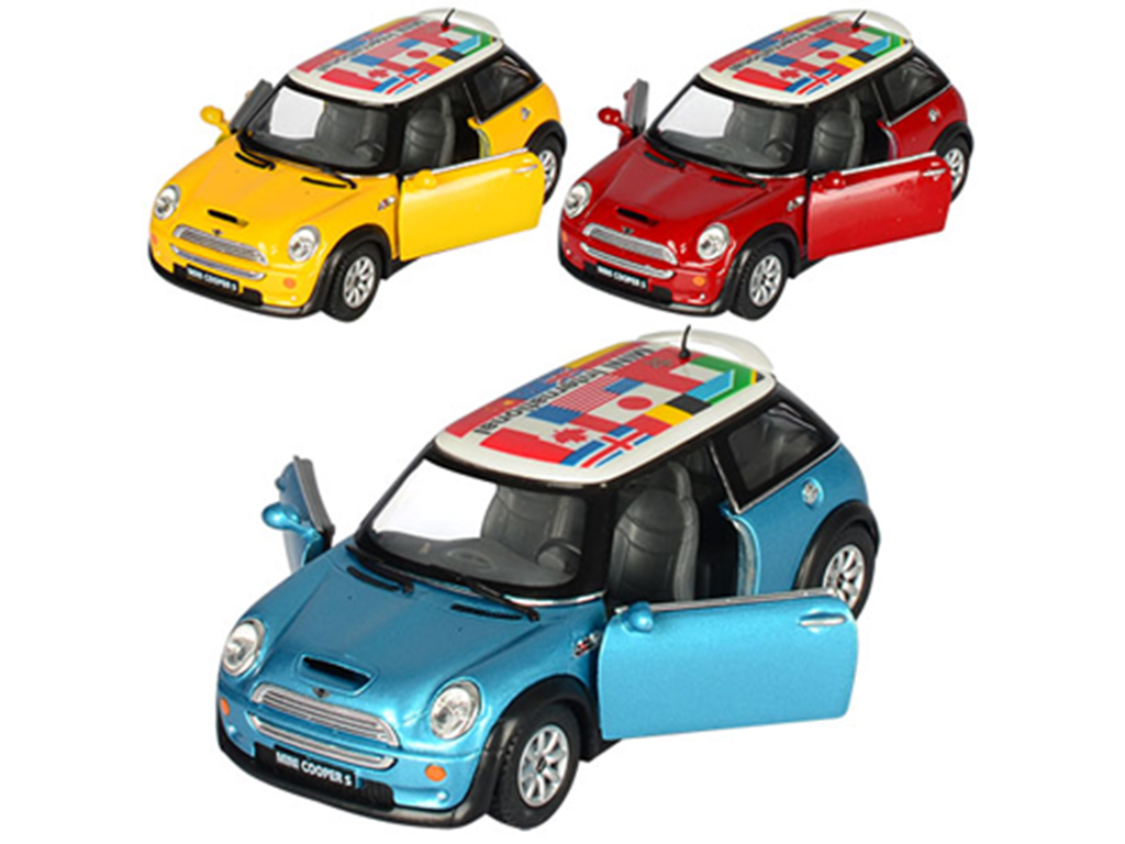 Машинка металлическая инерционная MINI COOPER S WITH FLAG. Kinsmart KT 5059 WF