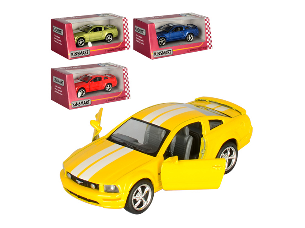 Машинка инерционная металлическая Ford Mustang GT 2006, KT5091FW, 12,5 см, открываются двери, Kins