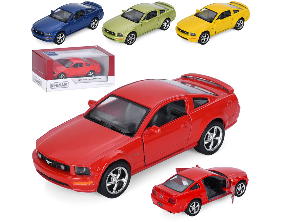 Машинка інерційна металева Ford Mustang GT 2006 KT5091W, 12 см, відчиняються двері, Kinsmart