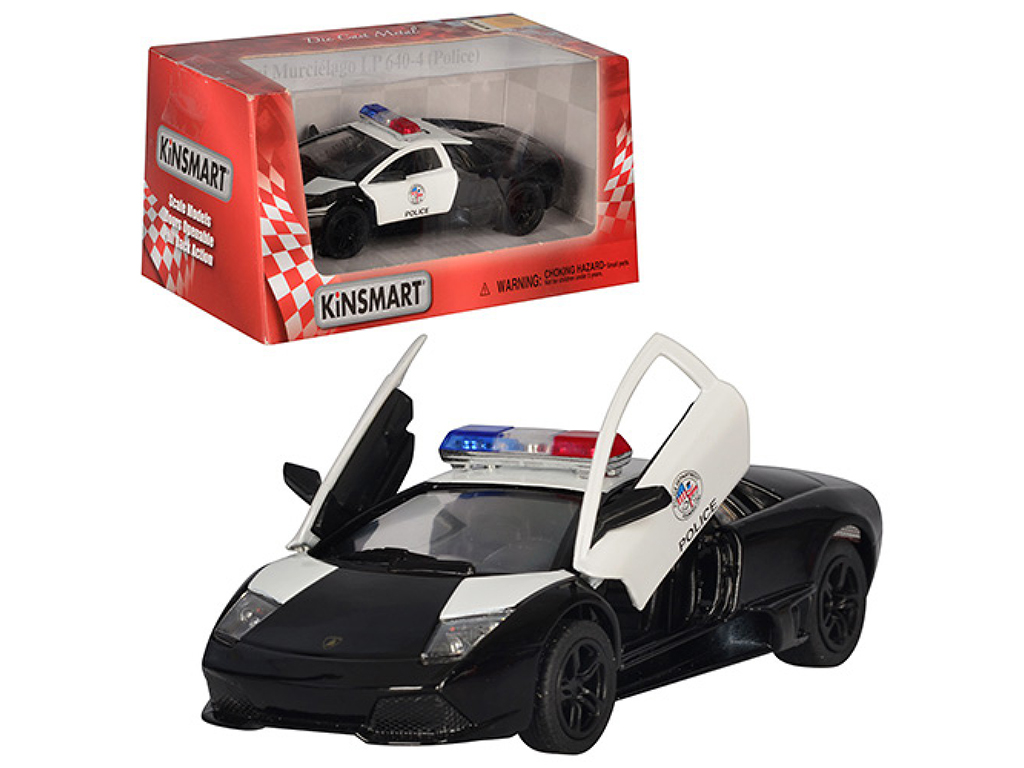 Машинка металева інерційна Lamborghini Murcielago Police Kinsmart KT5317WP, відкриваються двері