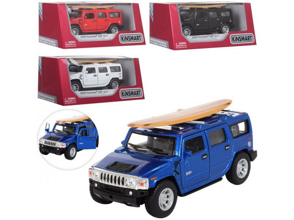 Машинка інерційна металева Hummer H2 SUV 2008, KT5337WS1, 11,5 см, відчиняються двері, Kinsmart
