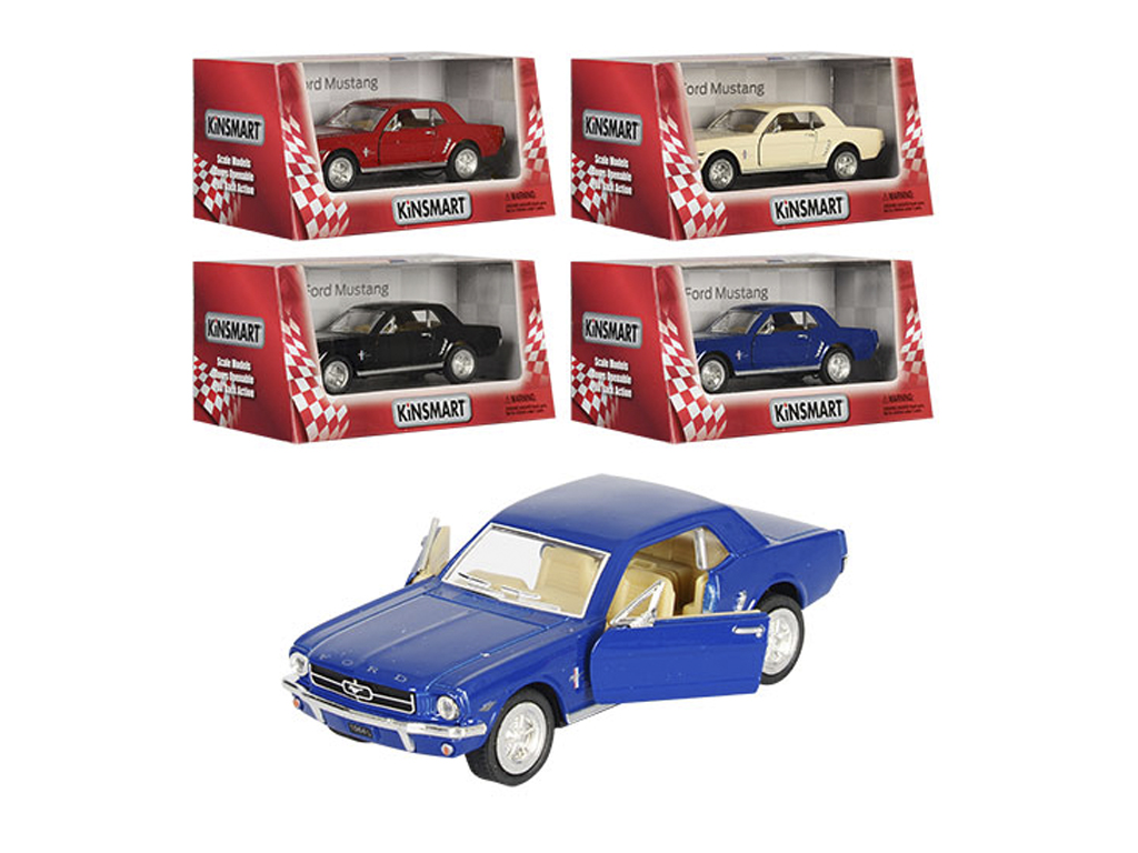 Машинка інерційна металева Ford Mustang 1964, KT5351W, 12,5 см, відчиняються двері, Kinsmart