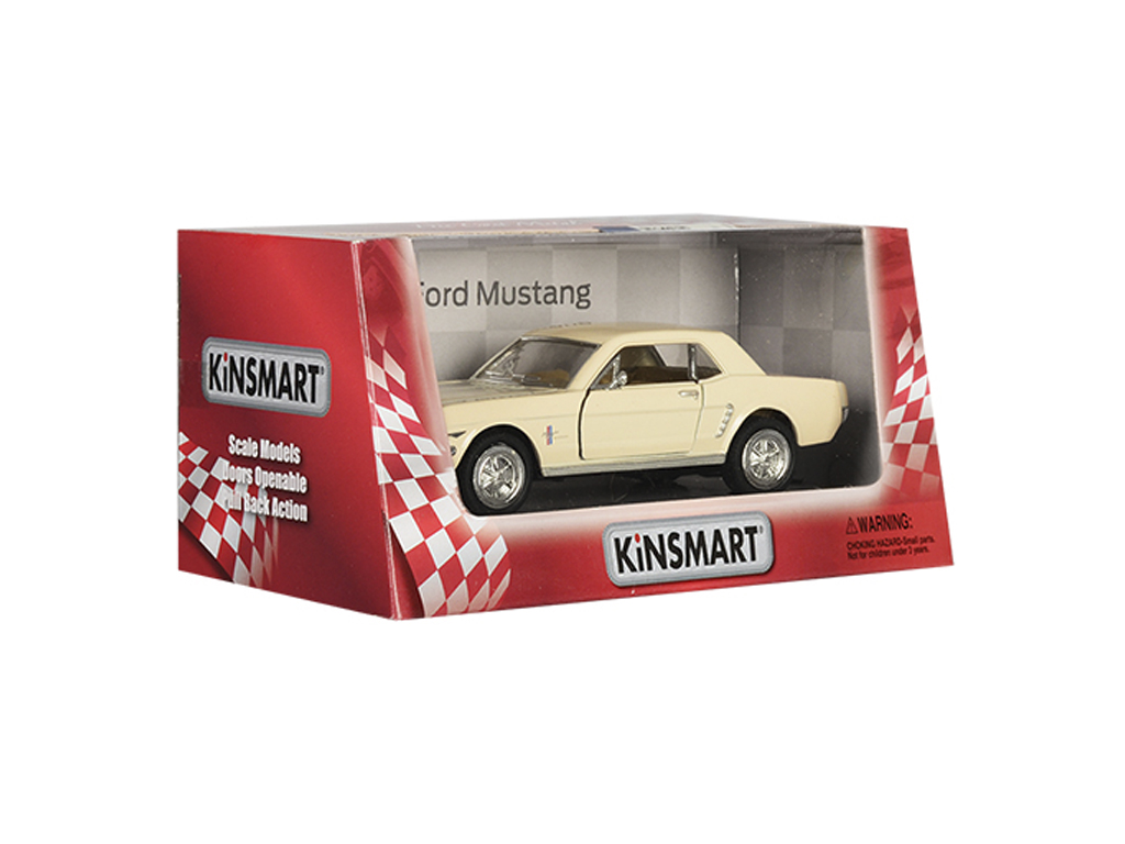 Машинка інерційна металева Ford Mustang 1964, KT5351W, 12,5 см, відчиняються двері, Kinsmart