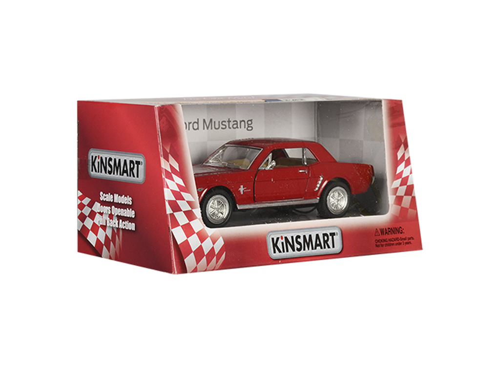 Машинка інерційна металева Ford Mustang 1964, KT5351W, 12,5 см, відчиняються двері, Kinsmart