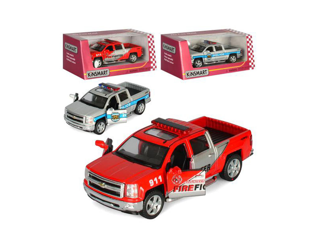 Машинка інерційна 2014 Chevrolet Silverado KT5381WPR 16 см, відкриваються двері, Kinsmart