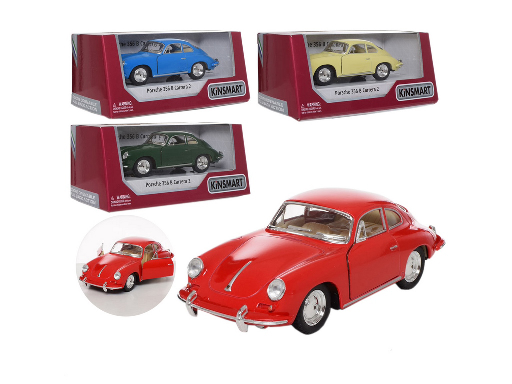 Машинка инерционная металлическая Porsche 356 B Carrera 2 12,5 см, открываются двери, Kinsmart