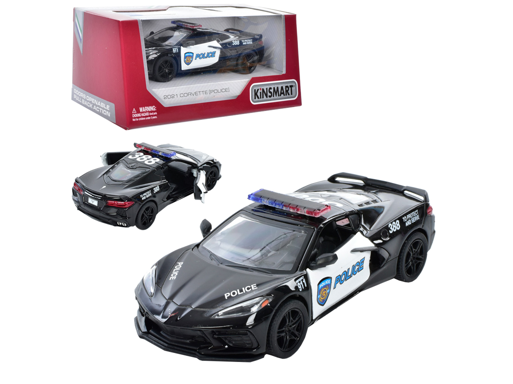 Машинка інерційна 2021 Corvette Police, KT5432WP, 13 см, металева, Kinsmart