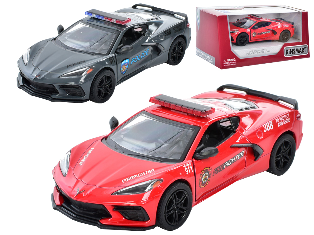 Машинка инерционная металлическая 2021 Corvette, KT5432WPR, 16 см, открываются двери, Kinsmart