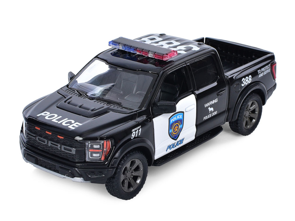 Машинка металева інерційна Ford F-1 2022 Raptor Police. Kinsmart KT5436WP