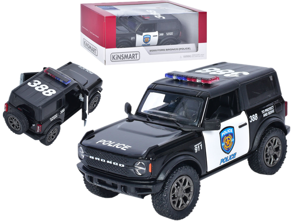 Машинка інерційна металева Ford Bronco Police 16 см, відкриваються двері, Kinsmart