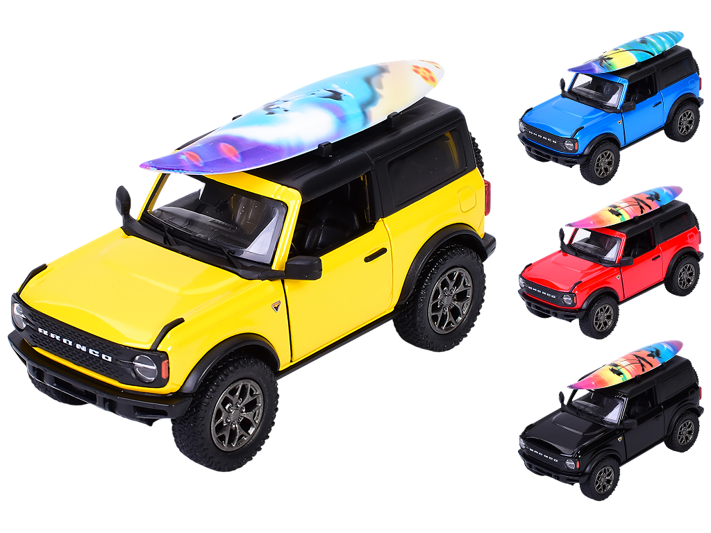 Модельная машинка Kinsmart с доской для серфинга, 12,5 см, инерционная, дверь открывается, 4 цвета