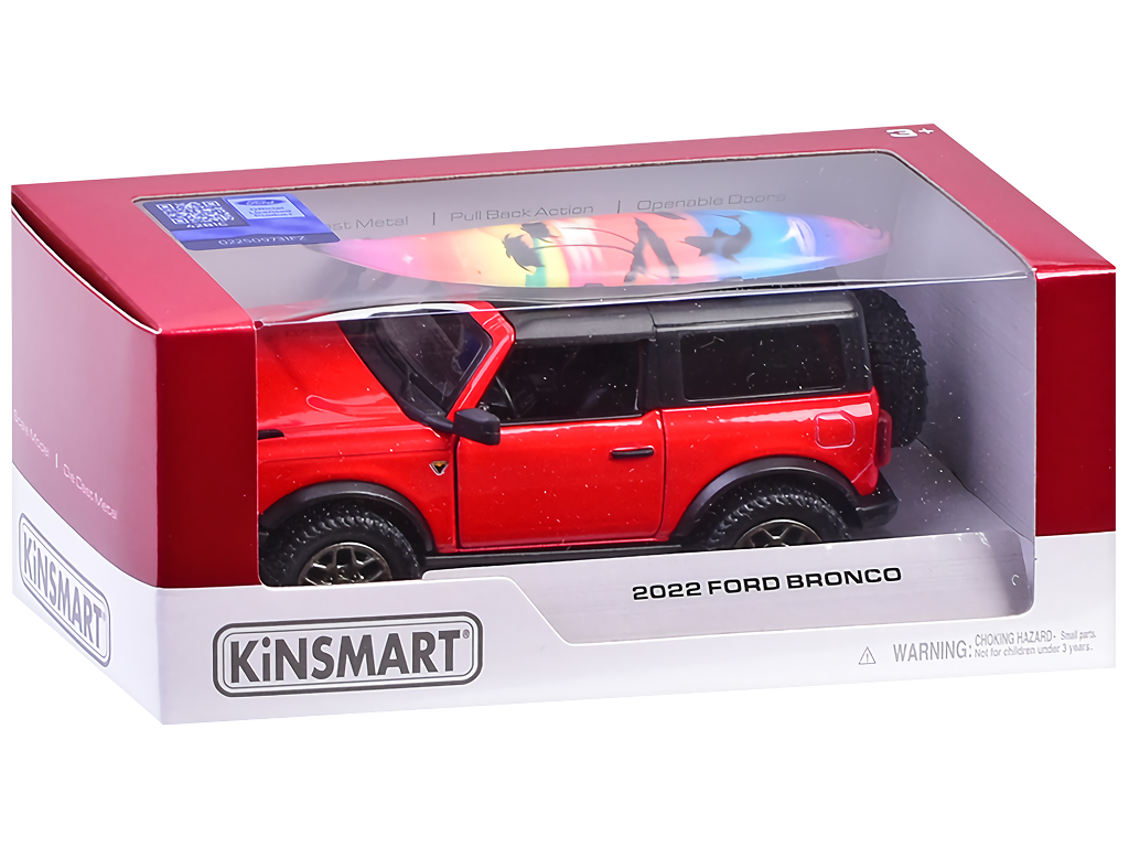 Модельная машинка Kinsmart с доской для серфинга, 12,5 см, инерционная, дверь открывается, 4 цвета