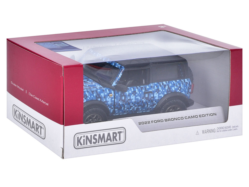 Машинка металлическая инерционная Джип 2022 Ford Bronco Camo Edition. Kinsmart KT5445WB