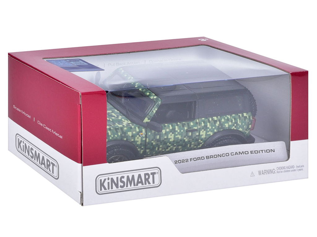 Машинка металлическая инерционная Джип 2022 Ford Bronco Camo Edition. Kinsmart KT5445WB