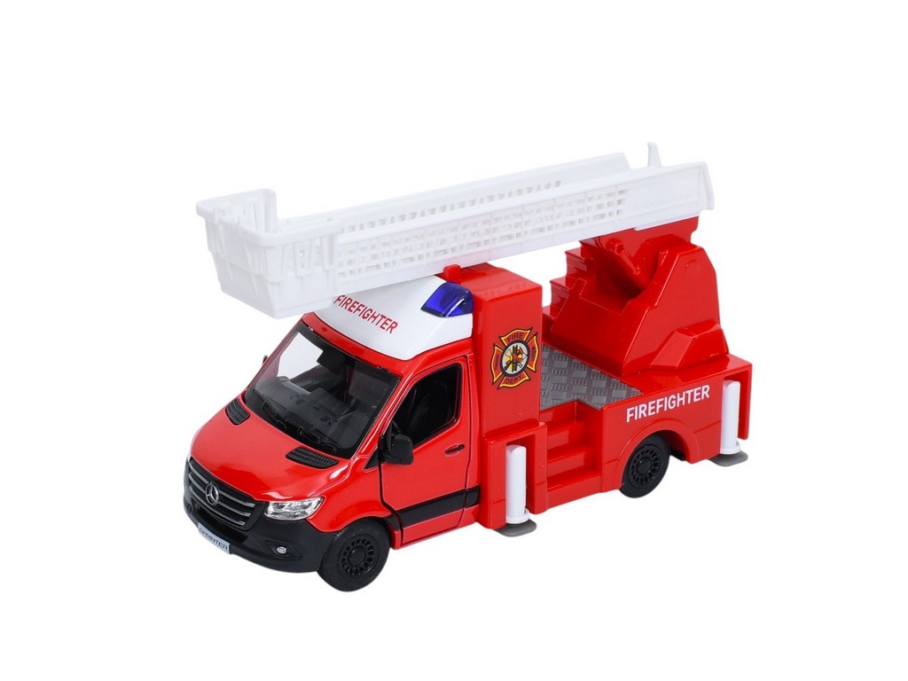 Пожарная инерционная машина KT5478W 12 см, открытая дверь, стремянка, 2 вида (цена за 1шт) Kinsmart