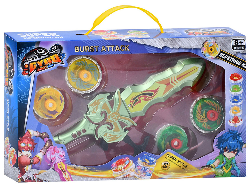 Игра BBL LSD169B, волчок 2шт, на запуске с меча, микс видов