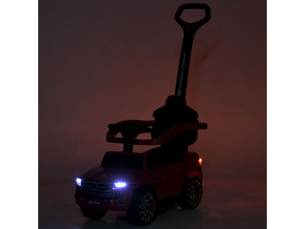 Машина каталка-толокар з батьківською ручкою рожева Toyota Land Cruiser